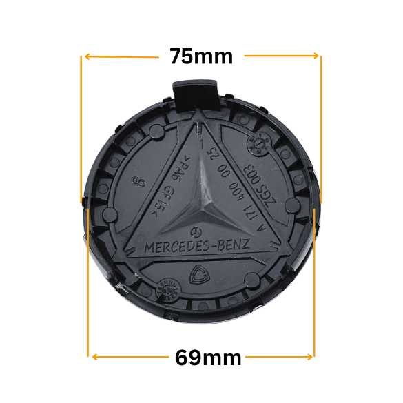 Set 4 Capace Jante Mercedes – 75mm, Albastru cu Argintiu