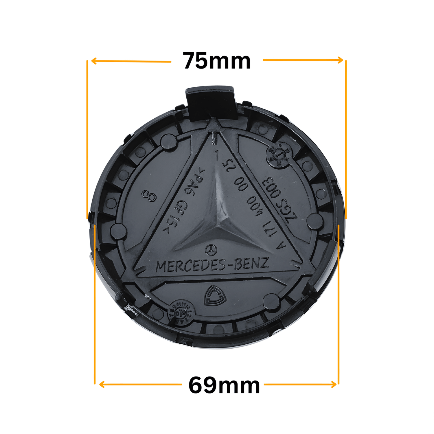 Set 4 Capace Jante Mercedes – 75mm, Albastru cu Argintiu