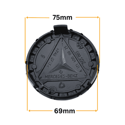 Set 4 Capace Jante Mercedes – 75mm, Albastru cu Argintiu