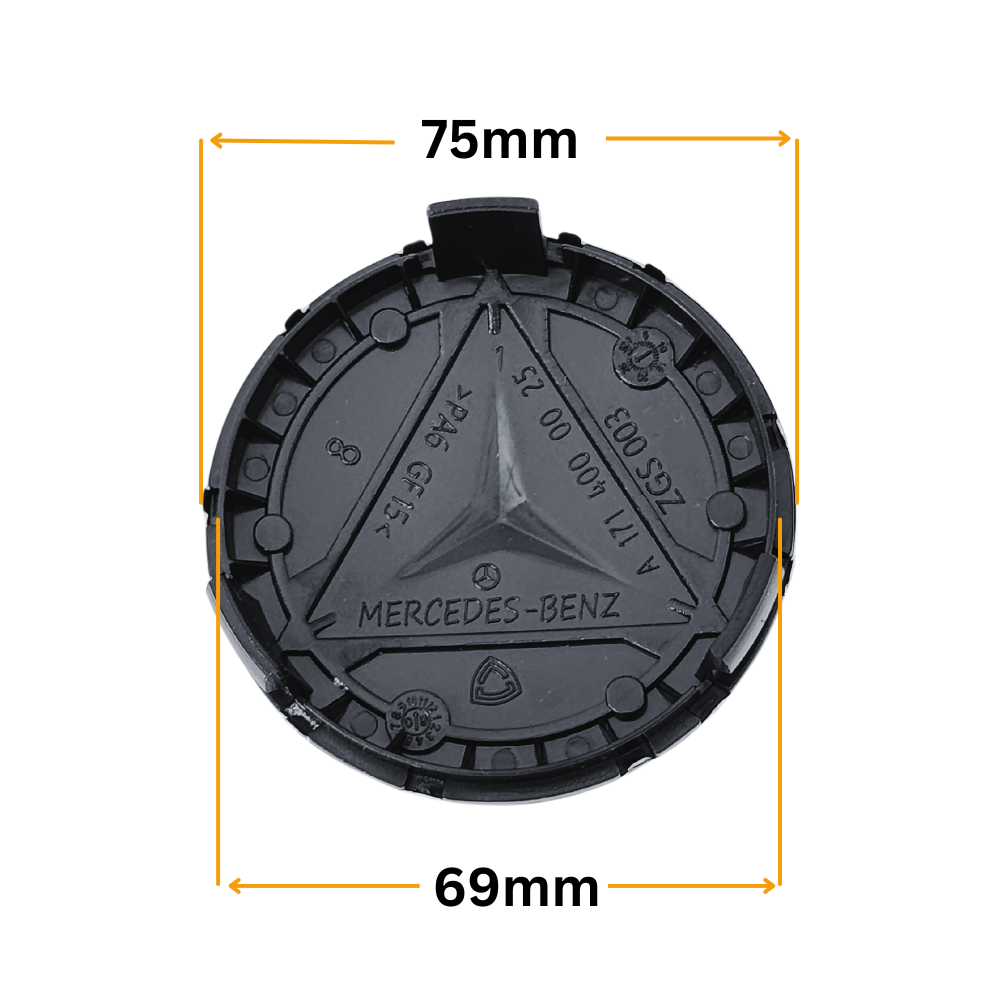 Set 4 Capace Jante Mercedes – 75mm, Albastru cu Argintiu