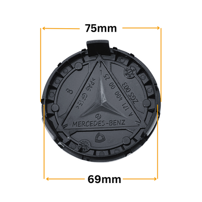 Set 4 Capace Jante Mercedes – 75mm, Albastru cu Argintiu