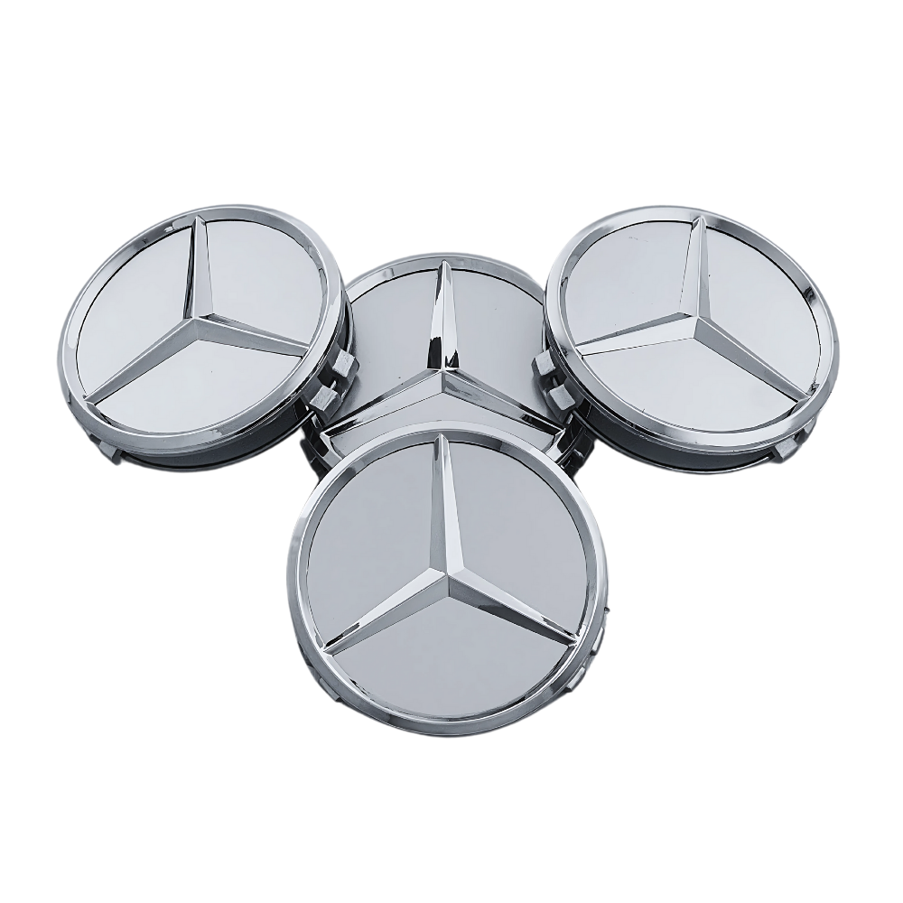 Set 4 Capace Jante Mercedes – 75mm, Argintiu