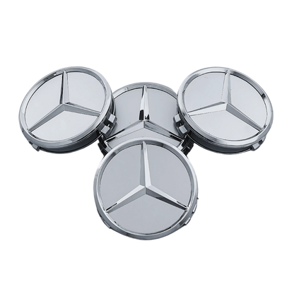 Set 4 Capace Jante Mercedes – 75mm, Argintiu