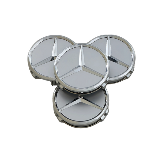 Set 4 Capace Jante Mercedes – 75mm, Argintiu