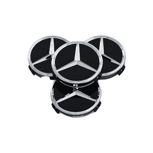 Set 4 Capace Jante Mercedes – 75mm, Negru