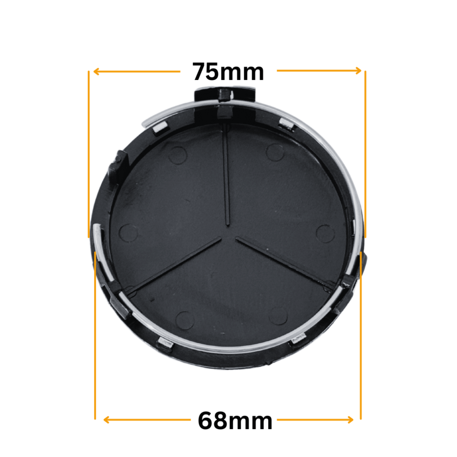 Set 4 Capace Jante Mercedes – 75mm, Negru