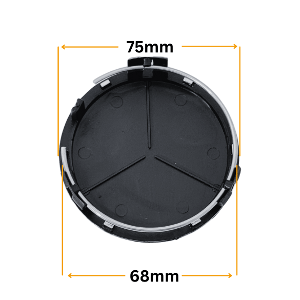 Set 4 Capace Jante Mercedes – 75mm, Negru