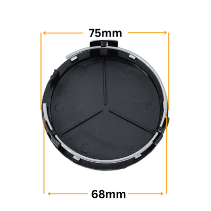 Set 4 Capace Jante Mercedes – 75mm, Negru