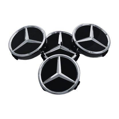 Set 4 Capace Jante Mercedes – 75mm, Negru
