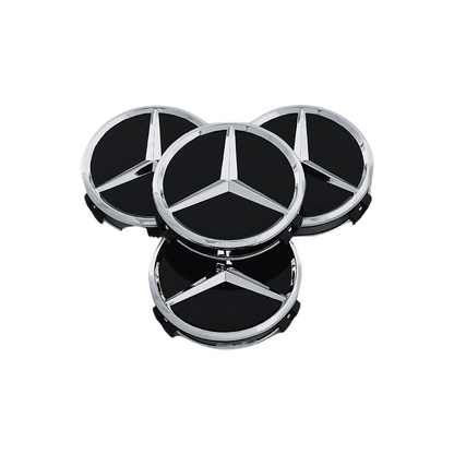 Set 4 Capace Jante Mercedes – 75mm, Negru