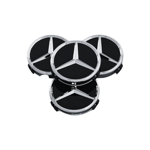 Set 4 Capace Jante Mercedes – 75mm, Negru