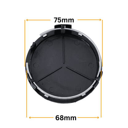 Set 4 Capace Jante Mercedes – 75mm, Negru