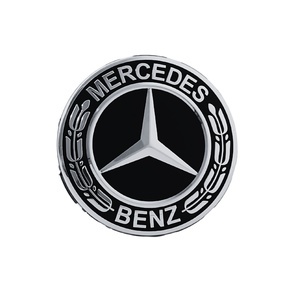 Set 4 Capace Jante Mercedes – 75mm, Negru cu Argintiu