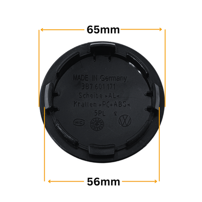 Set 4 Capace Jante VW – 65mm, Negru