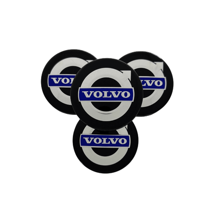 Set 4 Capace Jante Volvo – 64mm, Negru cu Albastru