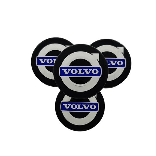 Set 4 Capace Jante Volvo – 64mm, Negru cu Albastru