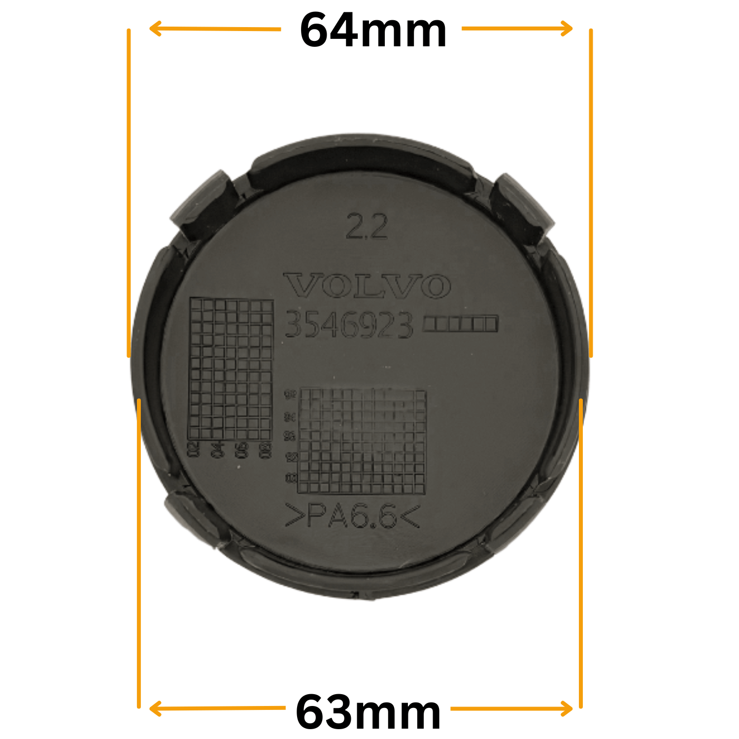 Set 4 Capace Jante Volvo – 64mm, Negru cu Albastru