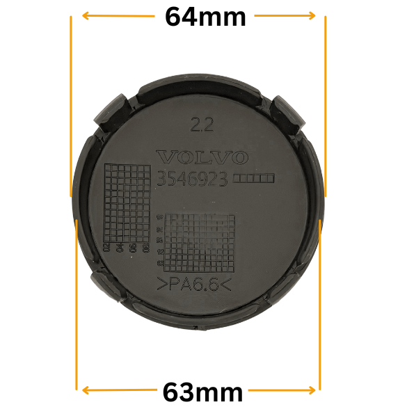 Set 4 Capace Jante Volvo – 64mm, Negru cu Albastru