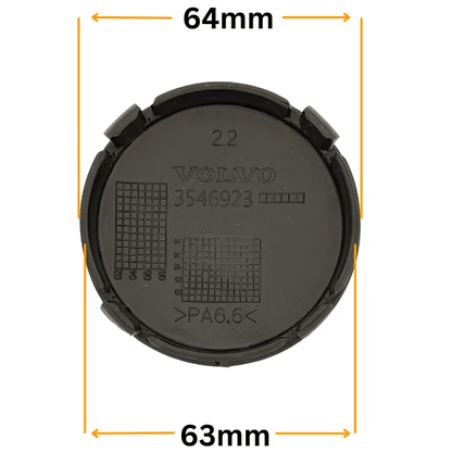 Set 4 Capace Jante Volvo – 64mm, Negru cu Albastru