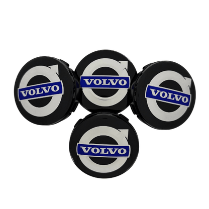 Set 4 Capace Jante Volvo – 64mm, Negru cu Albastru
