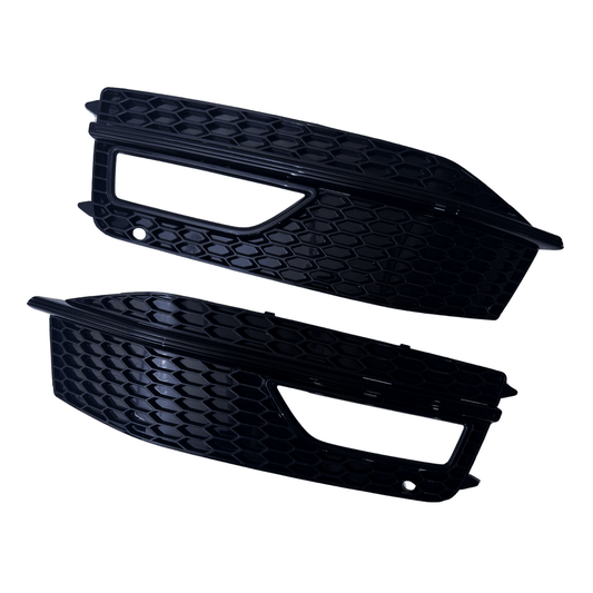 Set Grila Proiector Audi A4 B8.5 S-Line Tip Fagure, Negru Lucios