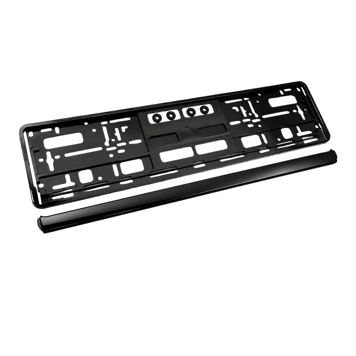 Suport Număr Auto Slim, Ramă Neagră din ABS, Standard European